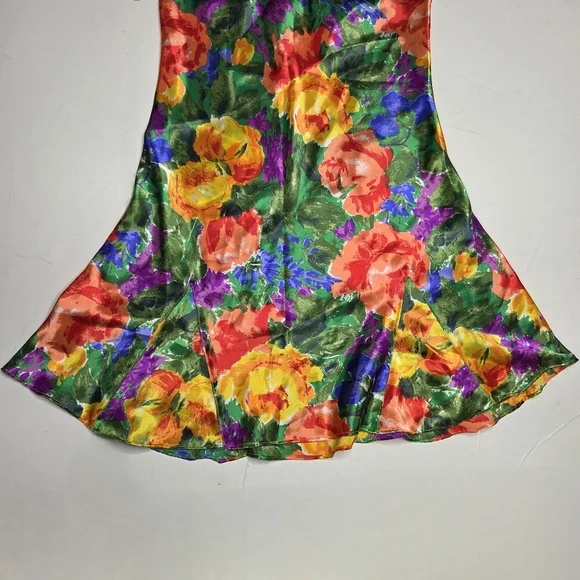 Vintage Victoria's Secret Gold Label Multicolor Floral Slip Dress Size P (XS) - Picture 3 of 7